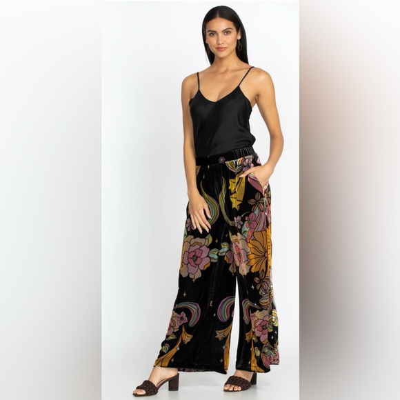 Johnny Was Pants - New Johnny Was Jade Priscilla printed velvet wide leg easy pants